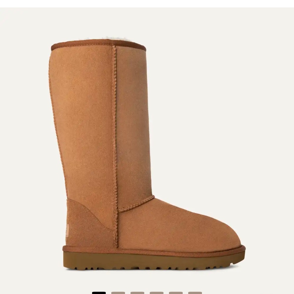 Uggs Classic tall Chestnut Suede Shearling Boots Womens 7 VGUC Tan